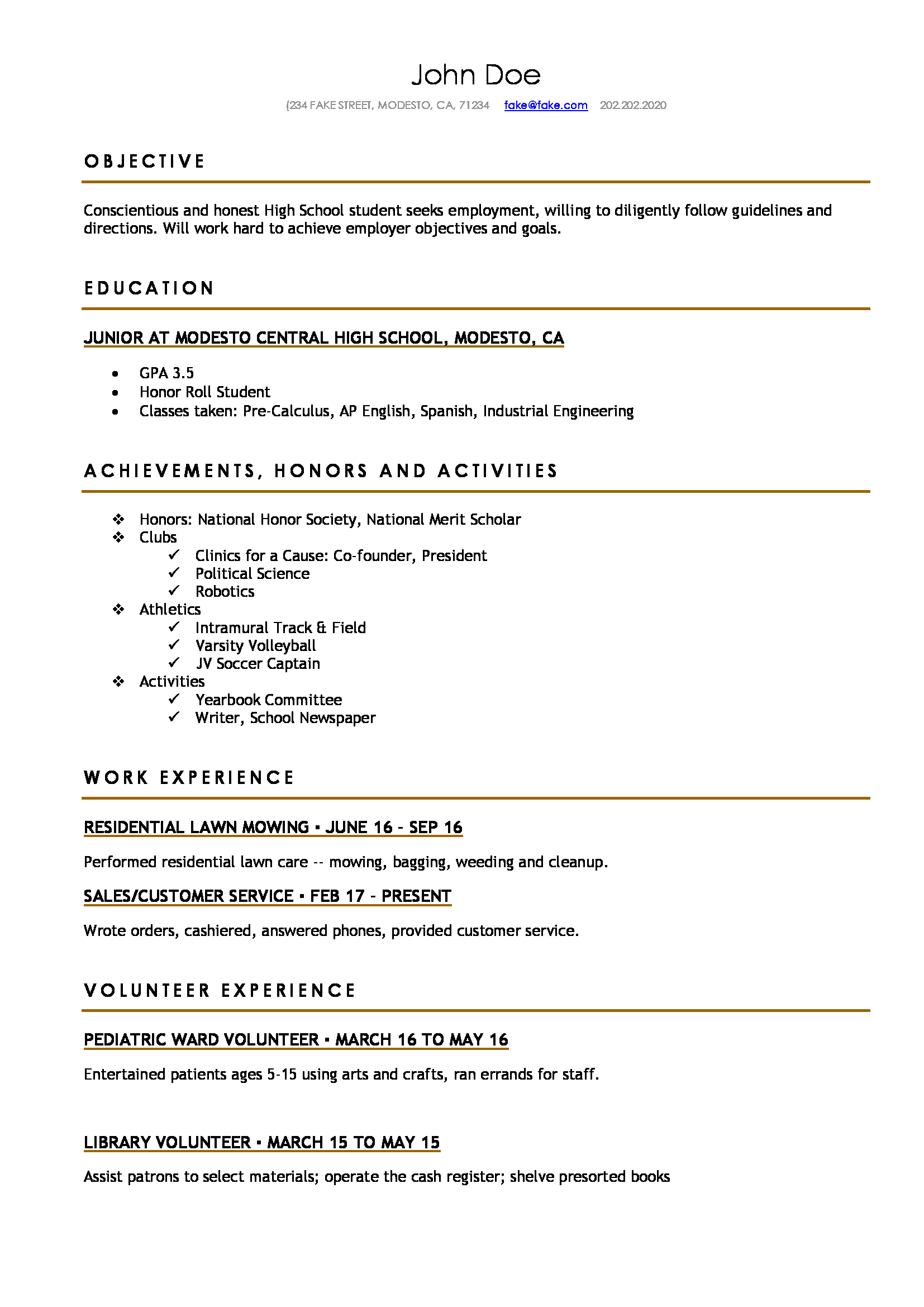 free resume template for high school students australia